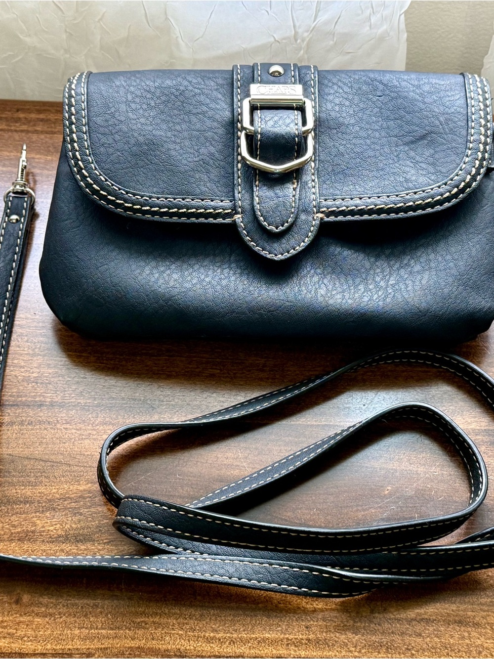 Chaps Black Wristlet Clutch Purse Detachable Straps